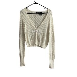 VintageY2K Cardian Crop Sweater Small Bow Front Coquette Feminine